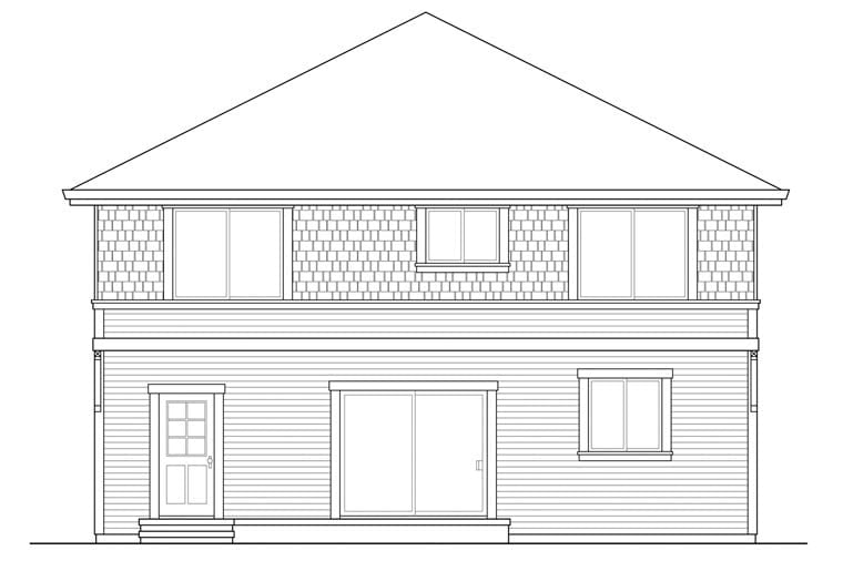 Cape Cod, Cottage, Country Plan with 2717 Sq. Ft., 4 Bedrooms, 3 Bathrooms, 2 Car Garage Rear Elevation