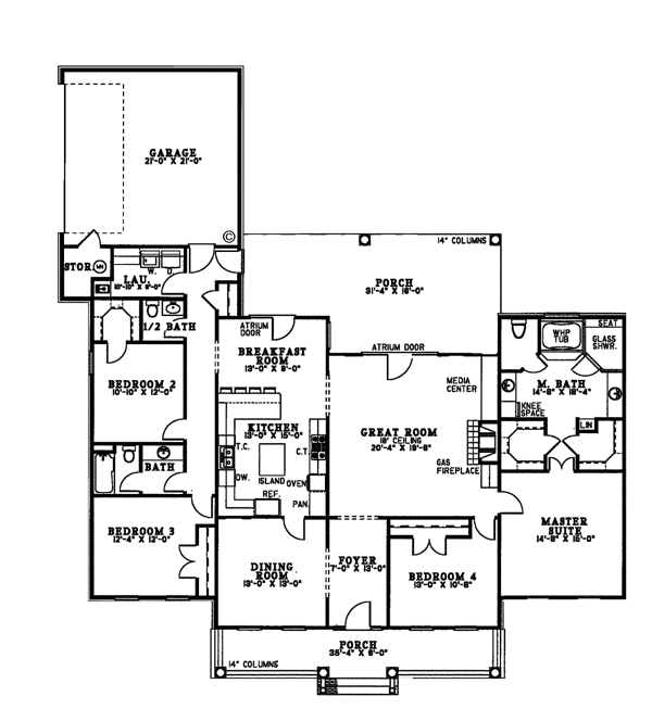 House Plan 61099 Level One
