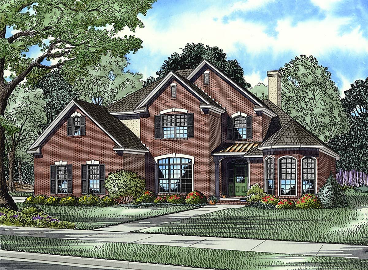 Traditional Plan with 2585 Sq. Ft., 5 Bedrooms, 3 Bathrooms, 2 Car Garage Elevation