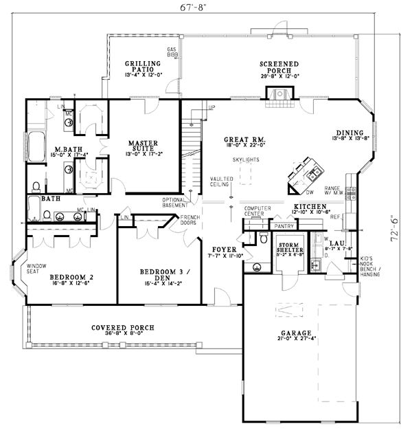 Plan 61222 | Country Style with 4 Bed, 4 Bath, 2 Car Garage