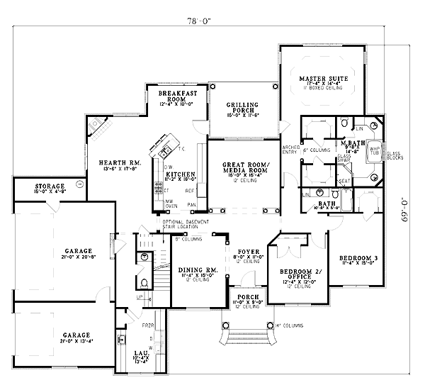 Plan 61262 | European Style with 4 Bed, 4 Bath, 3 Car Garage