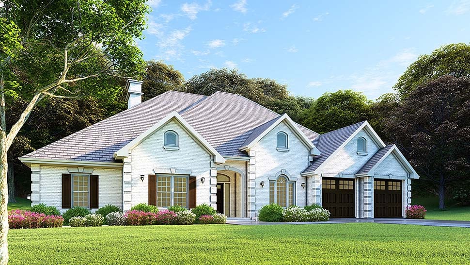 Traditional Plan with 2525 Sq. Ft., 4 Bedrooms, 3 Bathrooms, 2 Car Garage Elevation