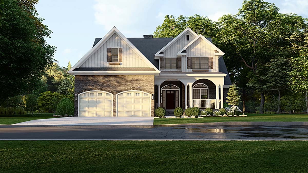 Country Plan with 2470 Sq. Ft., 4 Bedrooms, 3 Bathrooms, 2 Car Garage Elevation