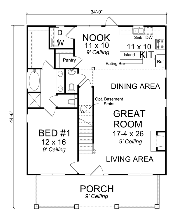 House Plan 61405 Level One