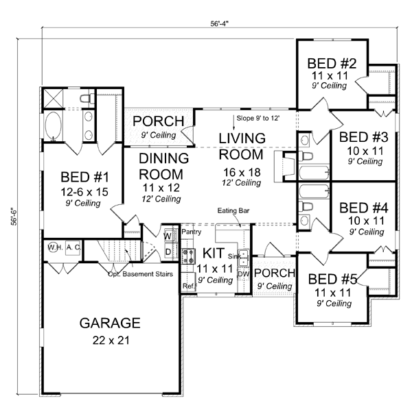 House Plan 61419 Level One