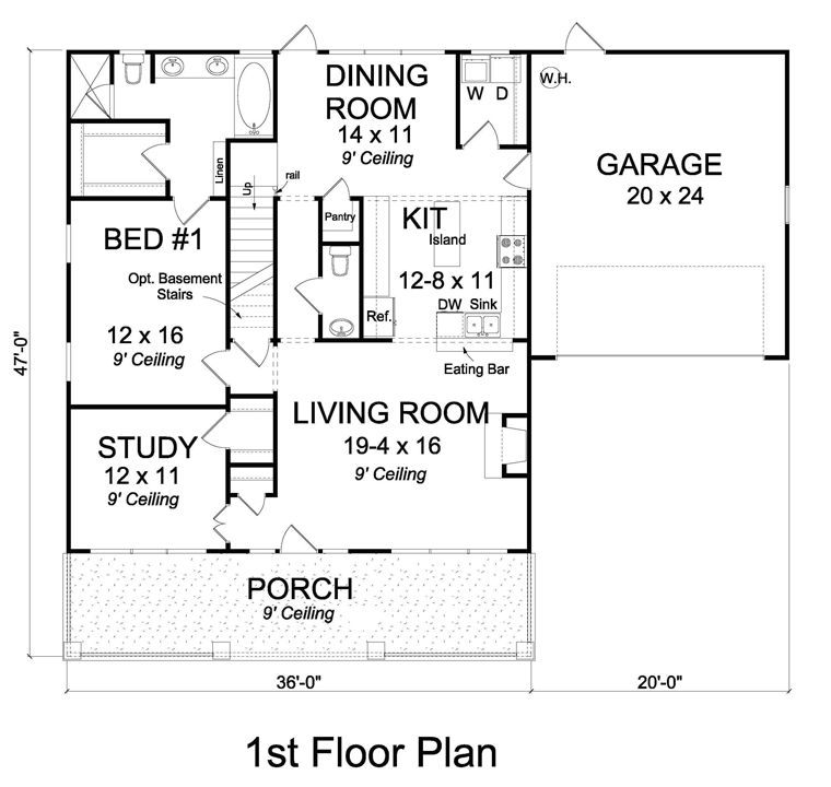House Plan 61442 Level One