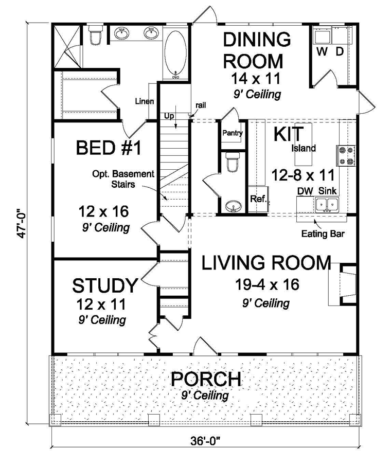 House Plan 61443 Level One