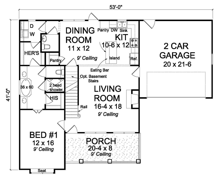 House Plan 61452 Level One