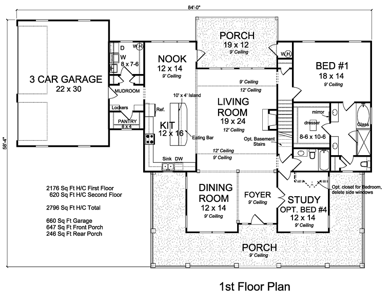 House Plan 61470 Level One
