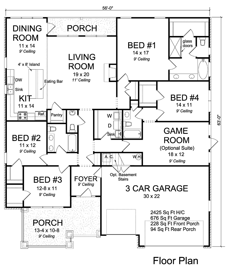 House Plan 61473 Level One