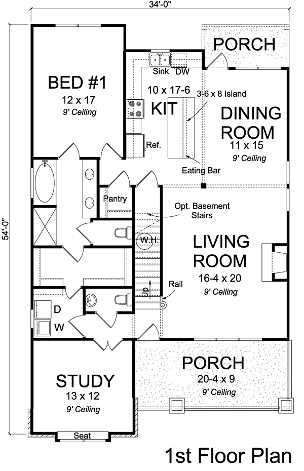 House Plan 61474 Level One