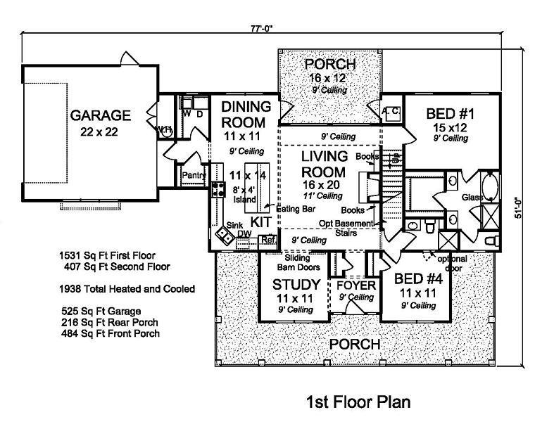 House Plan 61480 Level One