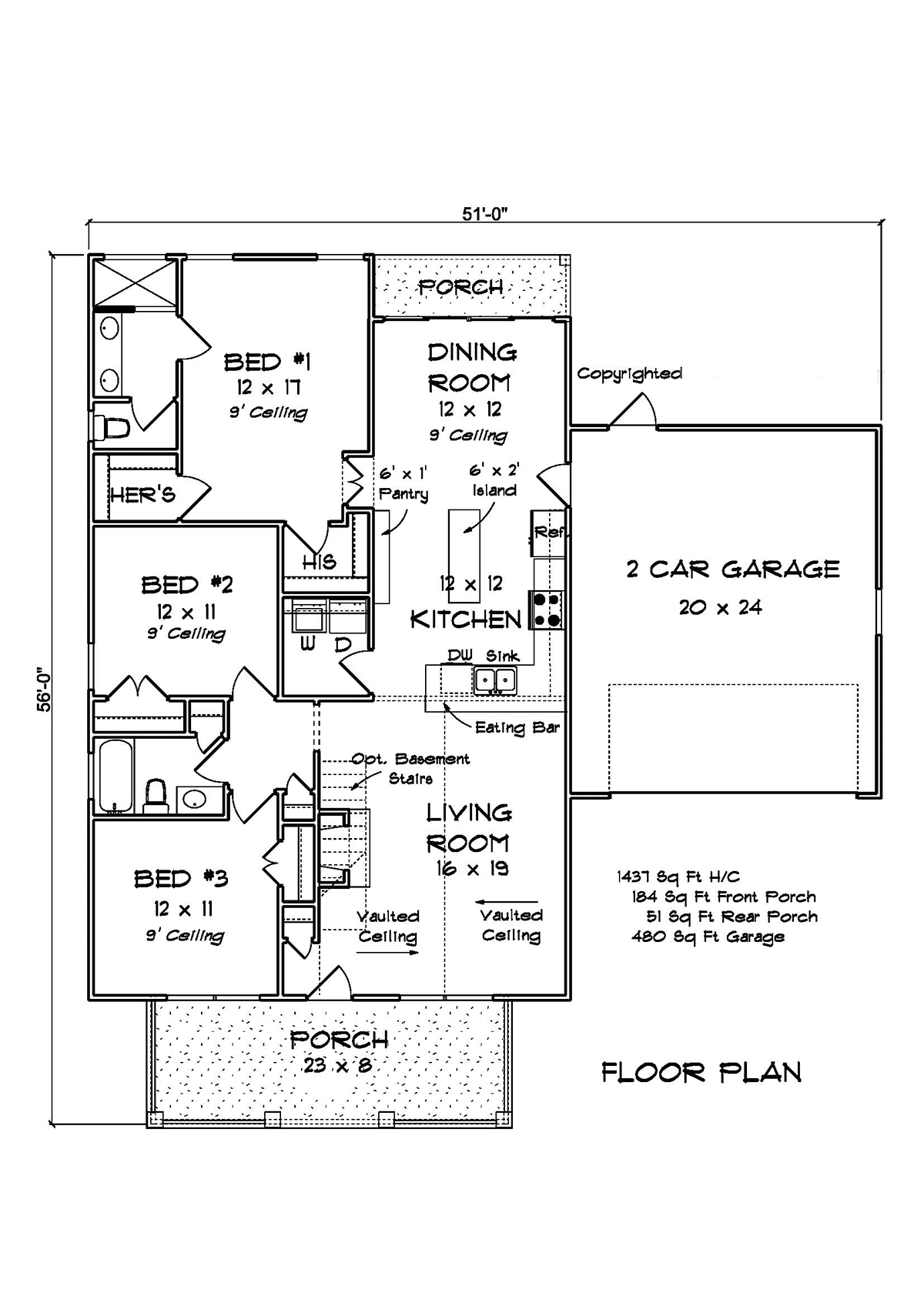 House Plan 61497 Level One