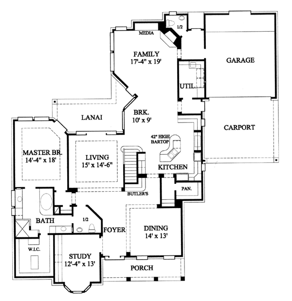 Plan 61643 | Country Style with 4 Bed, 4 Bath, 2 Car Garage