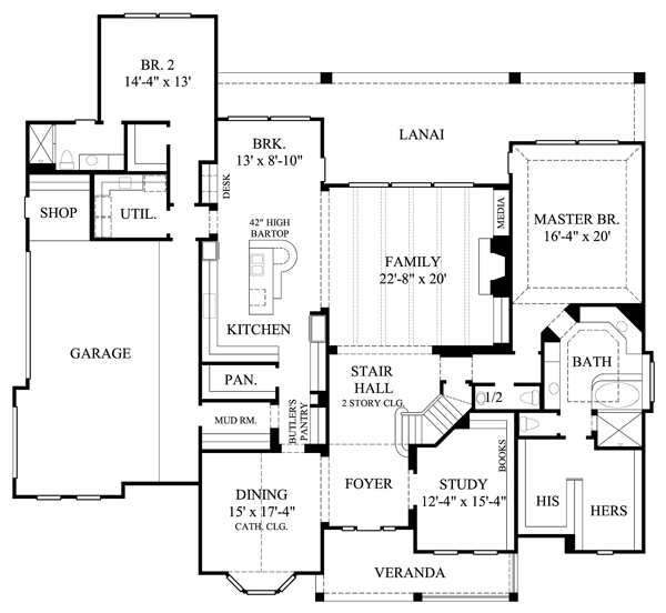 House Plan 61763 Level One