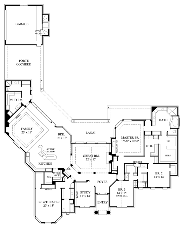 House Plan 61795 Level One