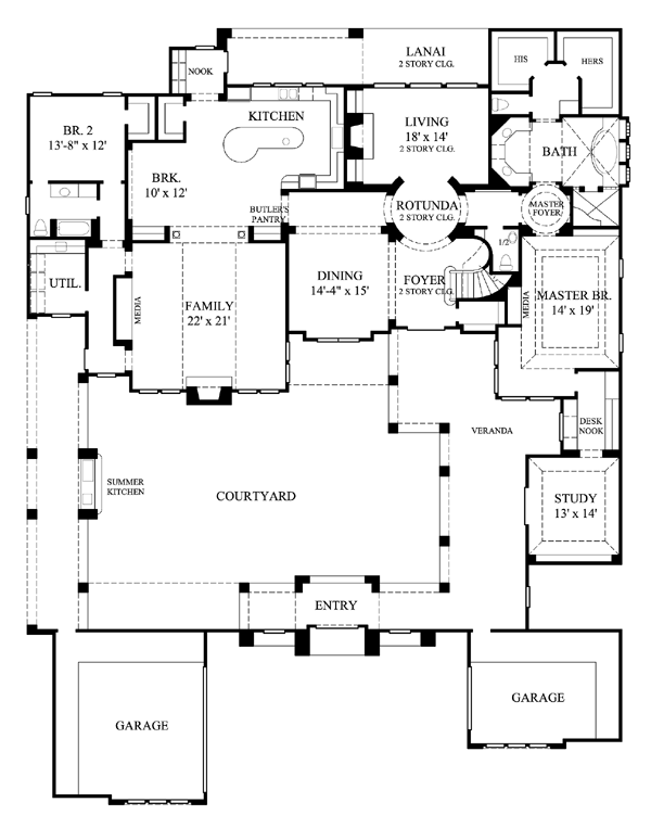 House Plan 61823 Level One