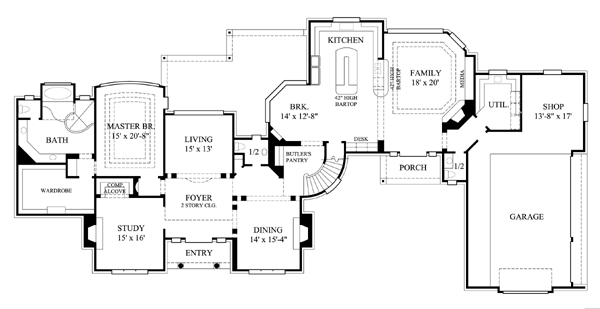 House Plan 61841 Level One