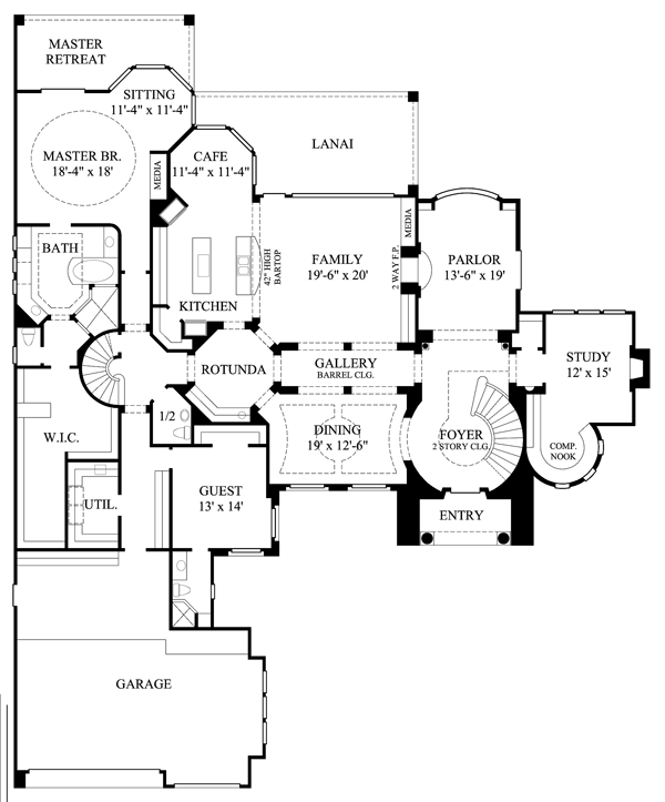House Plan 61856 Level One