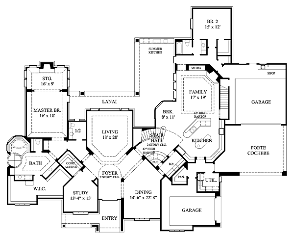 Plan 61866 | European Style with 4 Bed, 5 Bath, 3 Car Garage