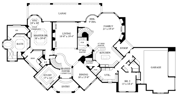 House Plan 61873 Level One