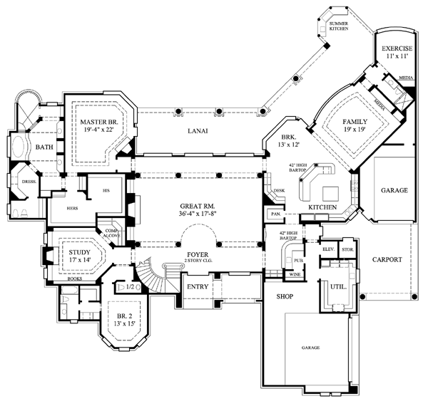 House Plan 61884 Level One