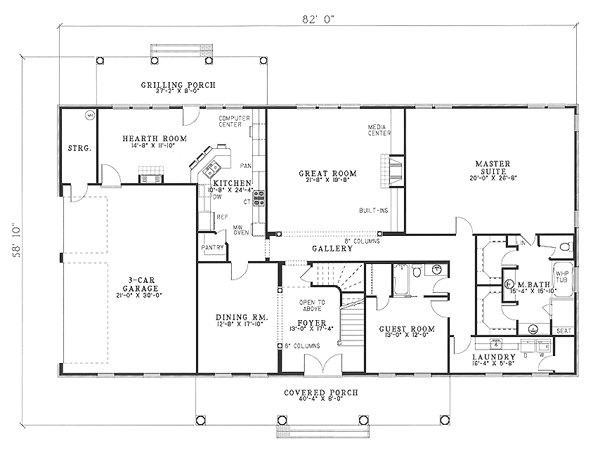 House Plan 62020 Level One