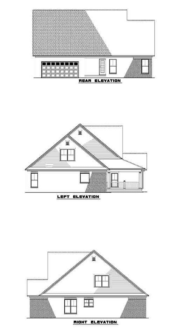 Country, Farmhouse House Plan 62103 with 3 Bed, 3 Bath, 2 Car Garage Rear Elevation