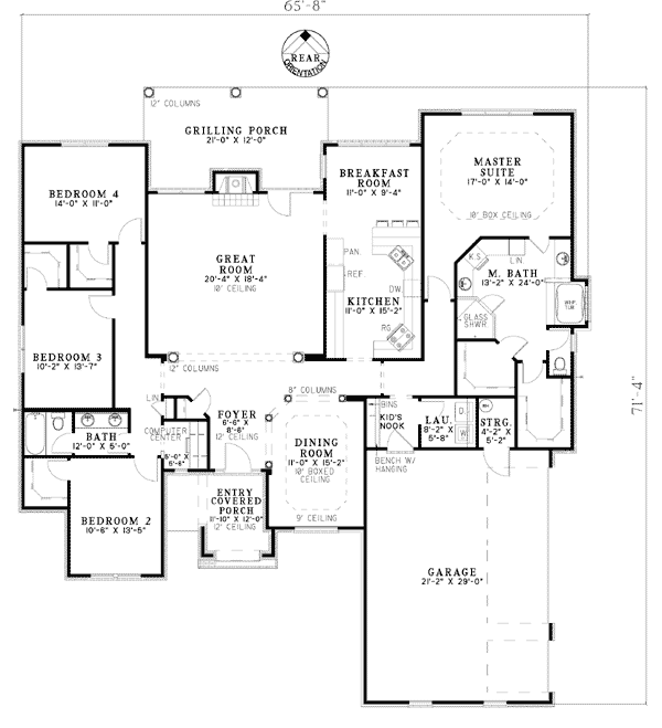 Plan 62160 | Traditional Style with 4 Bed, 2 Bath, 3 Car Garage