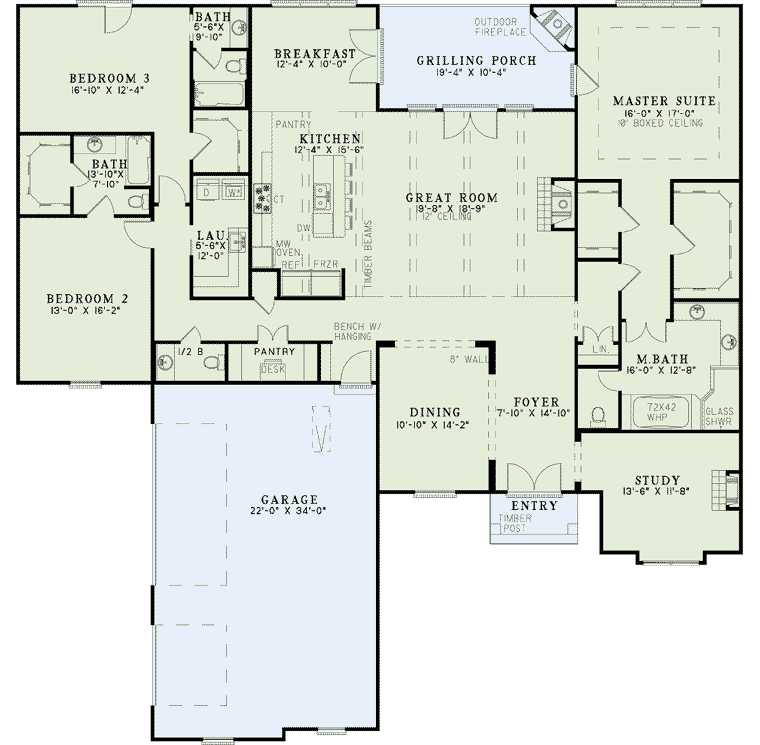 House Plan 62188 Level One