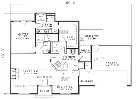 Plan 62214 | , 2 Car Garage