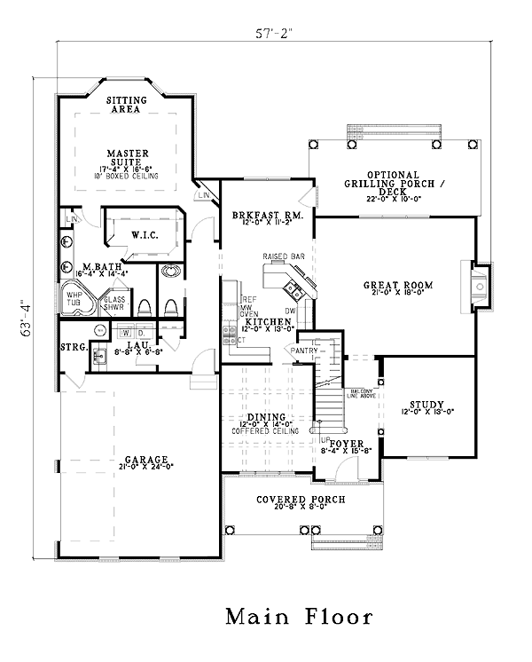 Plan 62258 | with 4 Bed, 4 Bath, 2 Car Garage