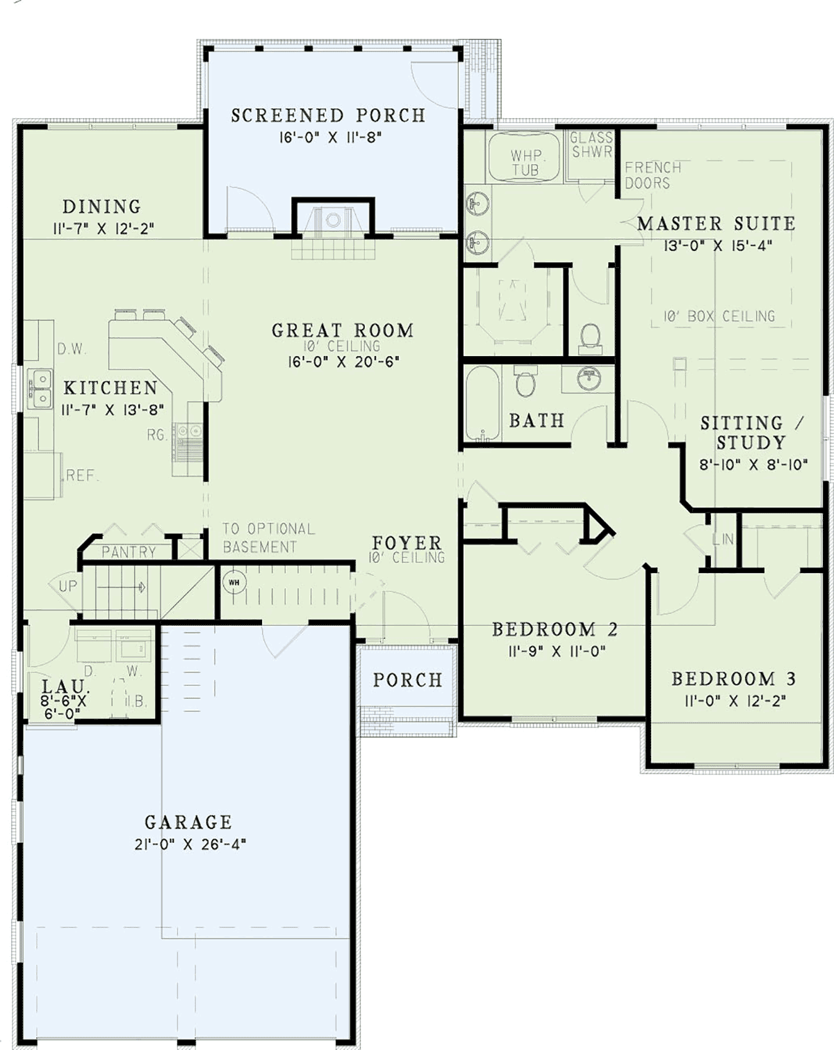 Plan 62321 | Traditional Style with 3 Bed, 2 Bath, 2 Car Garage