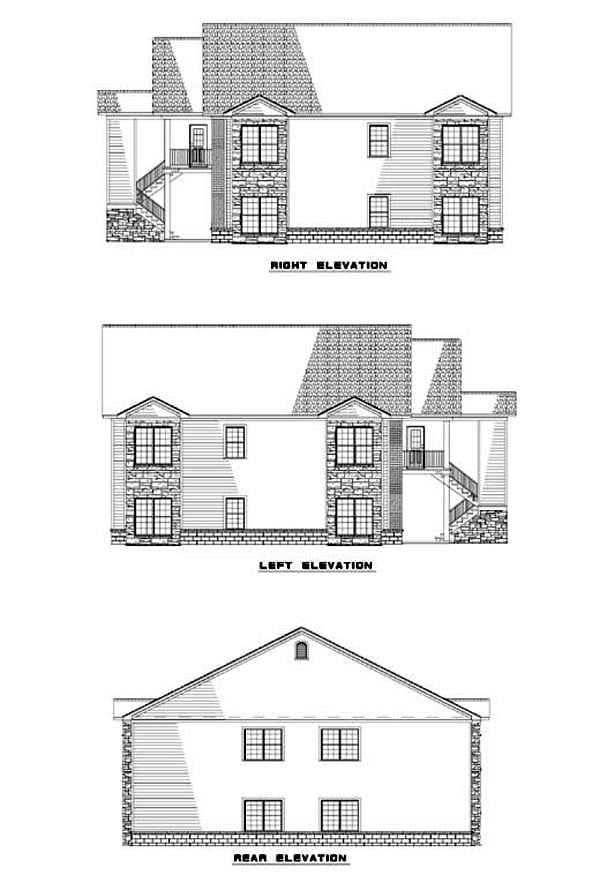 Multi-Family Plan 62322 Rear Elevation