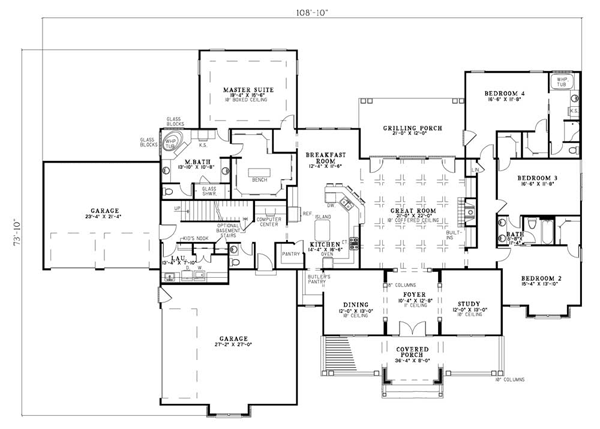 House Plan 62383 Level One