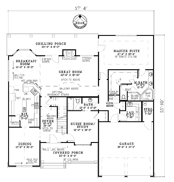 House Plan 62393 Level One