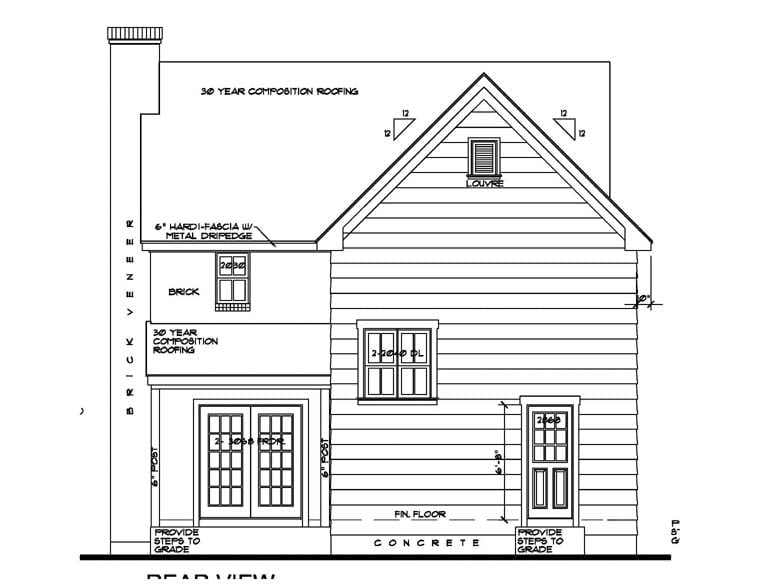 House Plan 62403 Rear Elevation