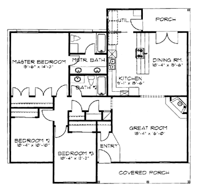 Plan 62406 | Traditional Style with 3 Bed, 2 Bath