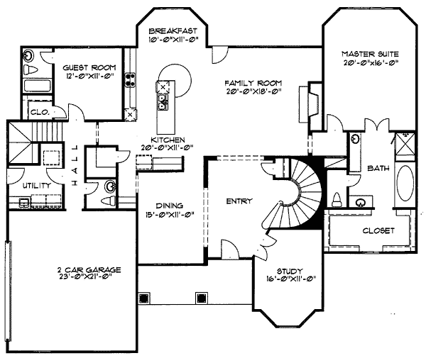 House Plan 62412 Level One