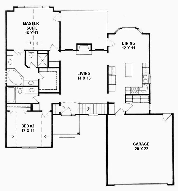 House Plan 62549 Level One