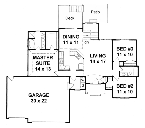 House Plan 62554 Level One