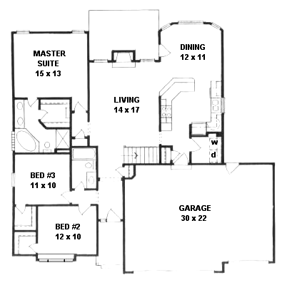 Plan 62564 | Traditional Style with 3 Bed, 2 Bath, 3 Car Garage