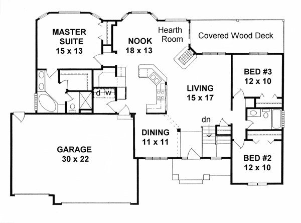 House Plan 62615 Level One