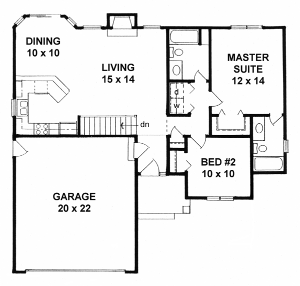 Plan 62618 | Traditional Style with 2 Bed, 2 Bath, 2 Car Garage