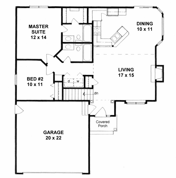 Plan 62629 | Traditional Style with 2 Bed, 2 Bath, 2 Car Garage