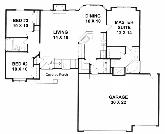 House Plan 62634 Level One