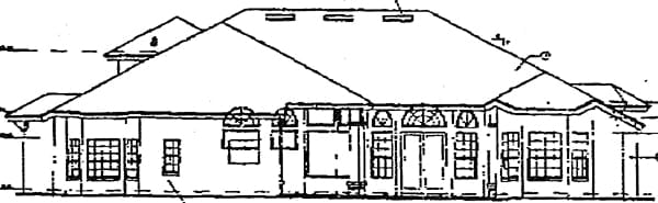 Florida, Mediterranean Plan with 3424 Sq. Ft., 5 Bedrooms, 4 Bathrooms, 3 Car Garage Rear Elevation