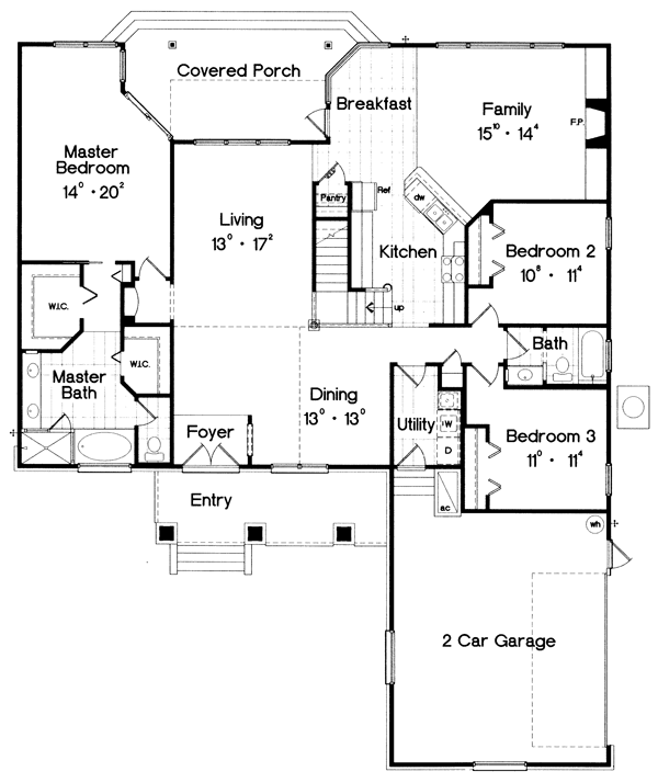 Plan 63235 | Traditional Style with 3 Bed, 3 Bath, 2 Car Garage