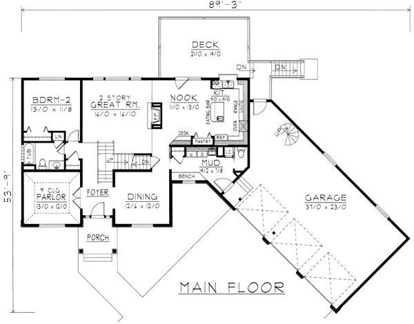 House Plan 63546 Level One