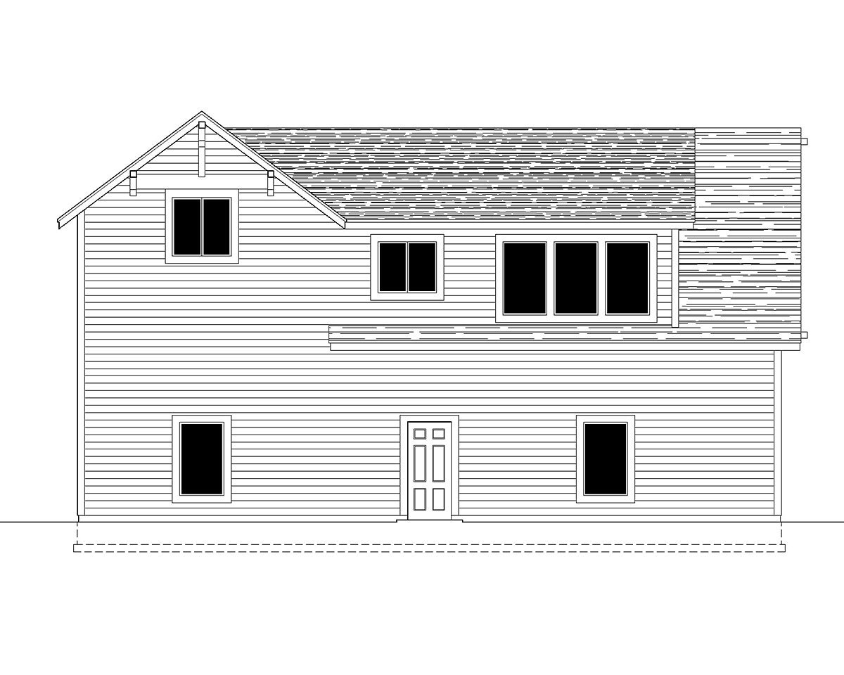 Garage-Living Plan 63580 Rear Elevation